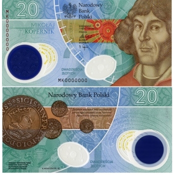 Banknot kolekcjonerski o nominale 20 zł Mikołaj Kopernik